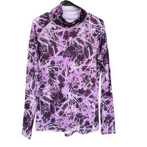 Champion Gear Shirt Women Large Abstract Lilac Straw Paint Compression Mock Vapo